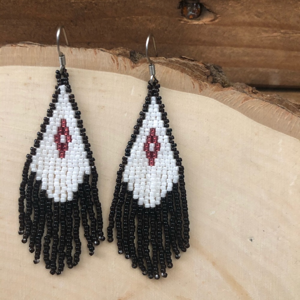 💥4 for $20! Red Diamond ♦️Fringe Beaded Earrings